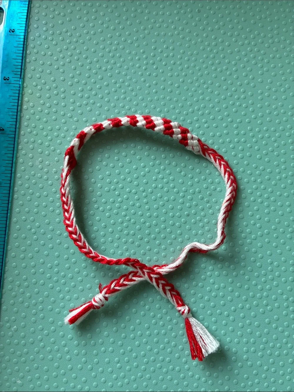 🎄Candy Cane Red & White Braided Friendship Bracelet Handmade